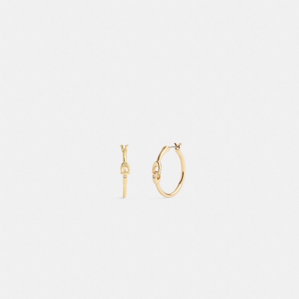 CI362 - Interlocking Signature Small Hoop Earrings Gold