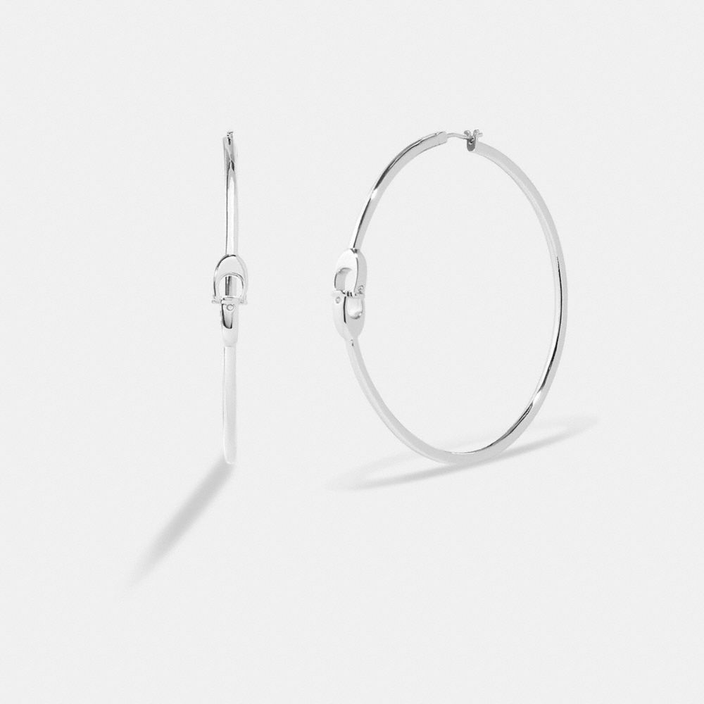 CI365 - Interlocking Signature Medium Hoop Earrings Silver