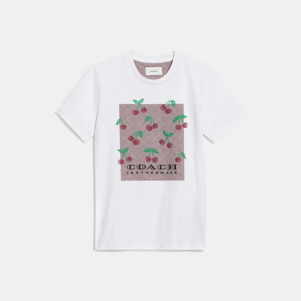 SIGNATURE SQUARE CROSS STITCH CHERRIES T-SHIRT