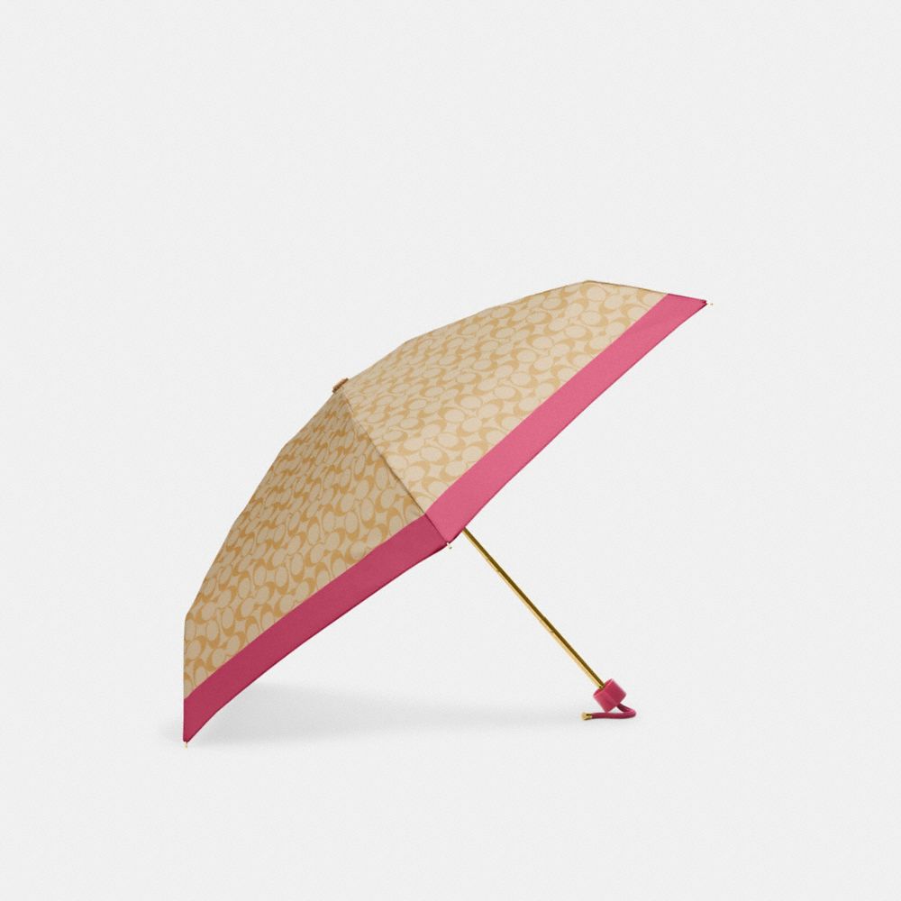 COACH CI505 Signature Mini Umbrella IM/LIGHT KHAKI/PETUNIA