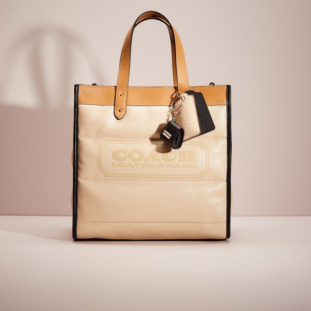 CI534 - Upcrafted Field Tote With Colorblock Quilting And Coach Badge Brass/Ivory Multi