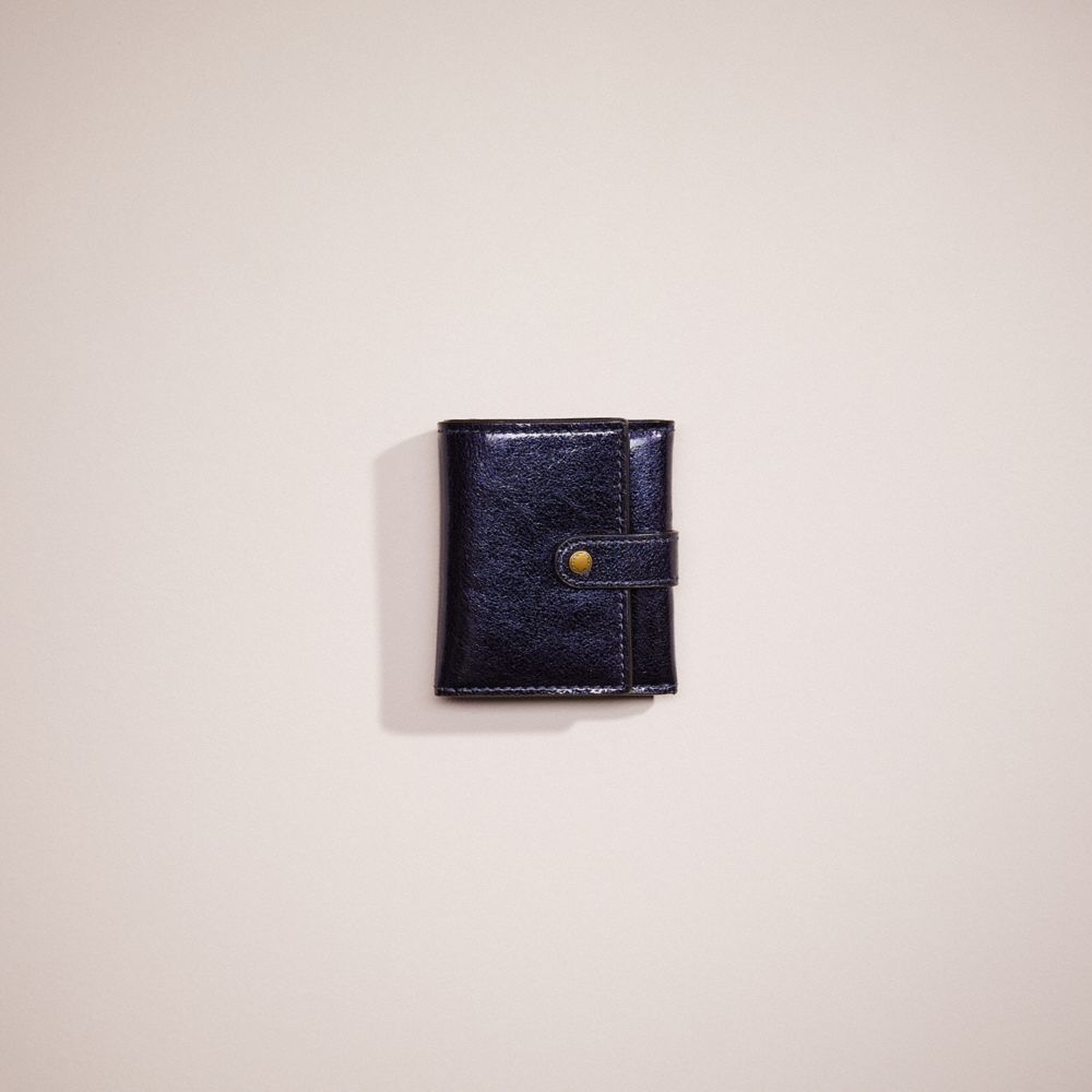CI717 - Restored Small Trifold Wallet Brass/METALLIC BLUE