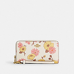Long Zip Around Wallet With Floral Cluster Print - CI798 - Gold/Chalk Multi
