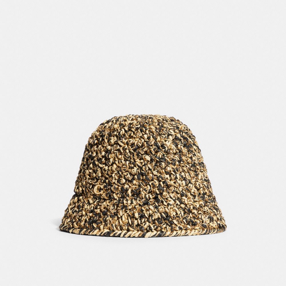 CI839 - Straw Crochet Bucket Hat Natural/Black