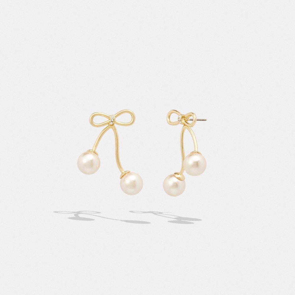 CI920 - Kisslock Cherry Statement Earrings Gold/Pink
