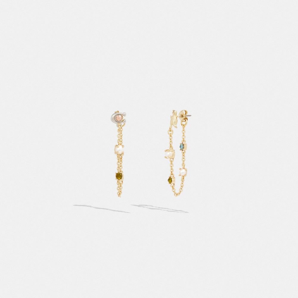 CI929 - Signature Rexy Mismatch Earrings Gold/Pearl