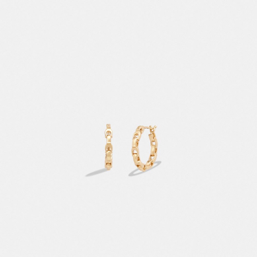 CI953 - Signature Chain Small Hoop Earrings Gold