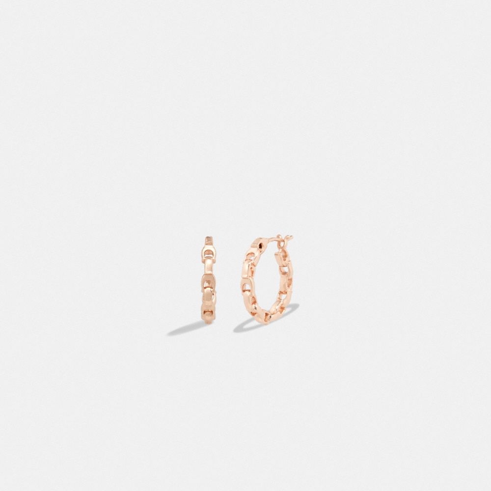 CI953 - Signature Chain Small Hoop Earrings Rose Gold