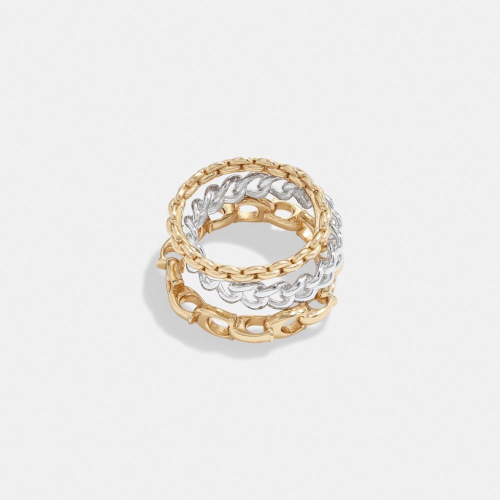 CI957 - Signature Mixed Chain Ring Set Gold/Silver