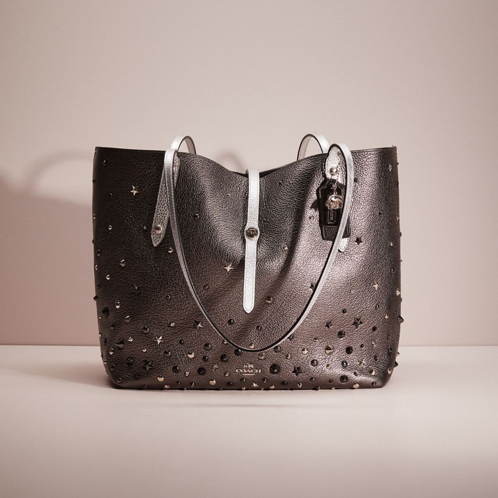 CJ024 - Upcrafted Market Tote With Star Rivets Silver/Metallic Graphite