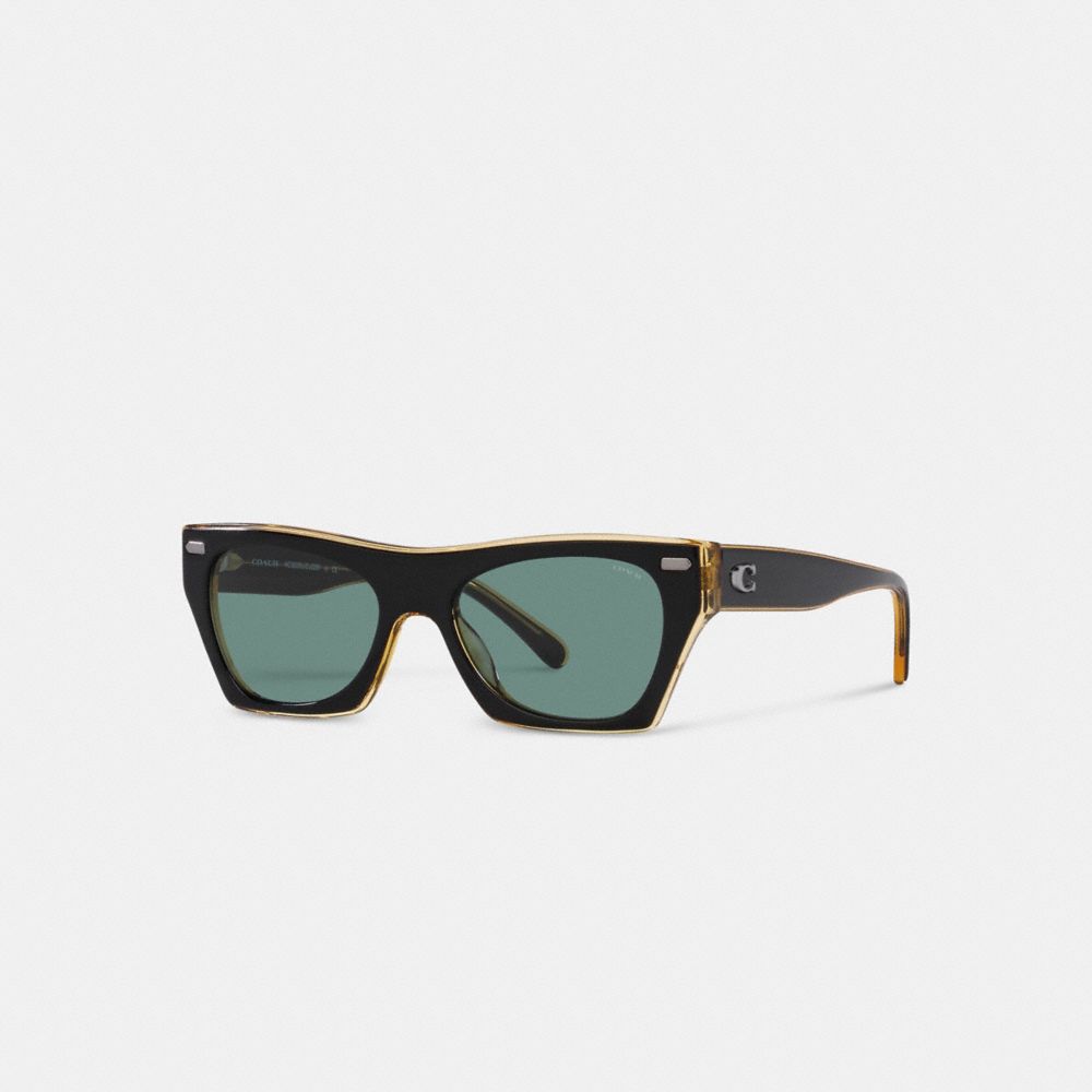 COACH CJ228 Signature Square Rimmed Sunglasses Black