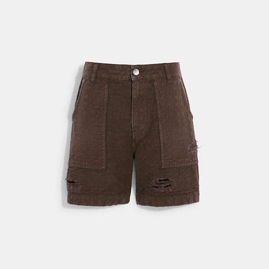 CJ333 - Distressed Denim Shorts Brown
