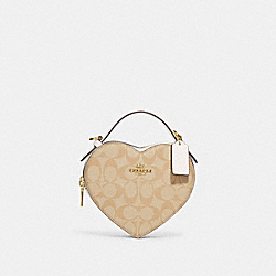 Heart Crossbody In Signature Canvas - CJ450 - Gold/Light Khaki Chalk