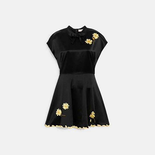 CJ464 - Floral 40's Dress With Collar Black