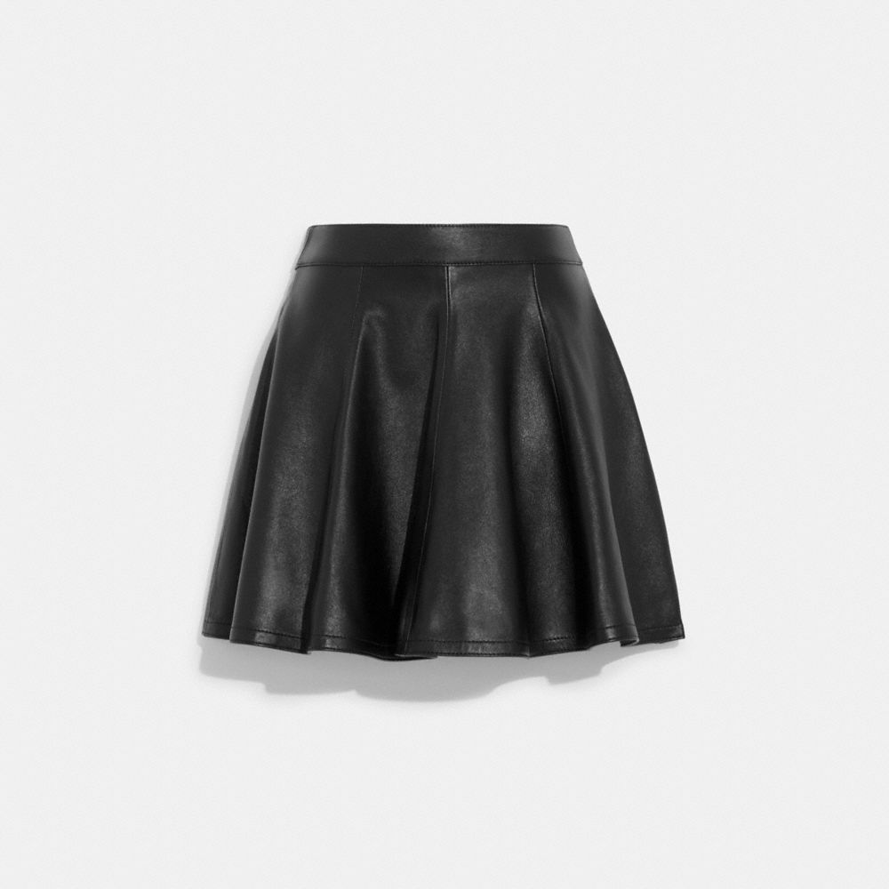 COACH CJ471 Leather Cheerleader Skirt Black
