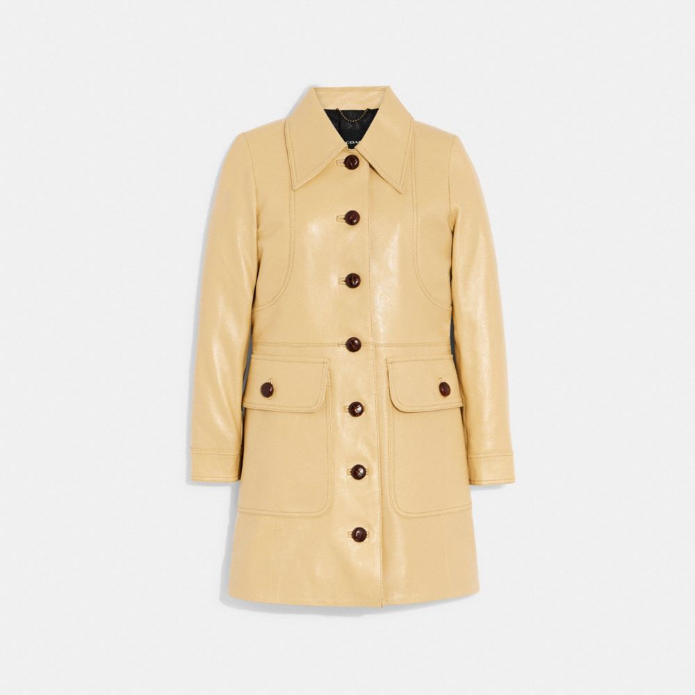 CJ480 - Leather Trench Coat Tan