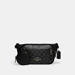 COACH CJ506 Elias Belt Bag In Signature Canvas GUNMETAL/CHARCOAL