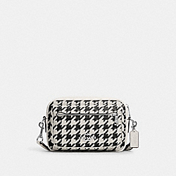 Elias Crossbody With Houndstooth Print - CJ511 - Silver/Cream/Black