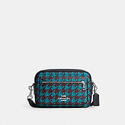 Elias Crossbody With Houndstooth Print - CJ511 - Silver/Teal/Wine