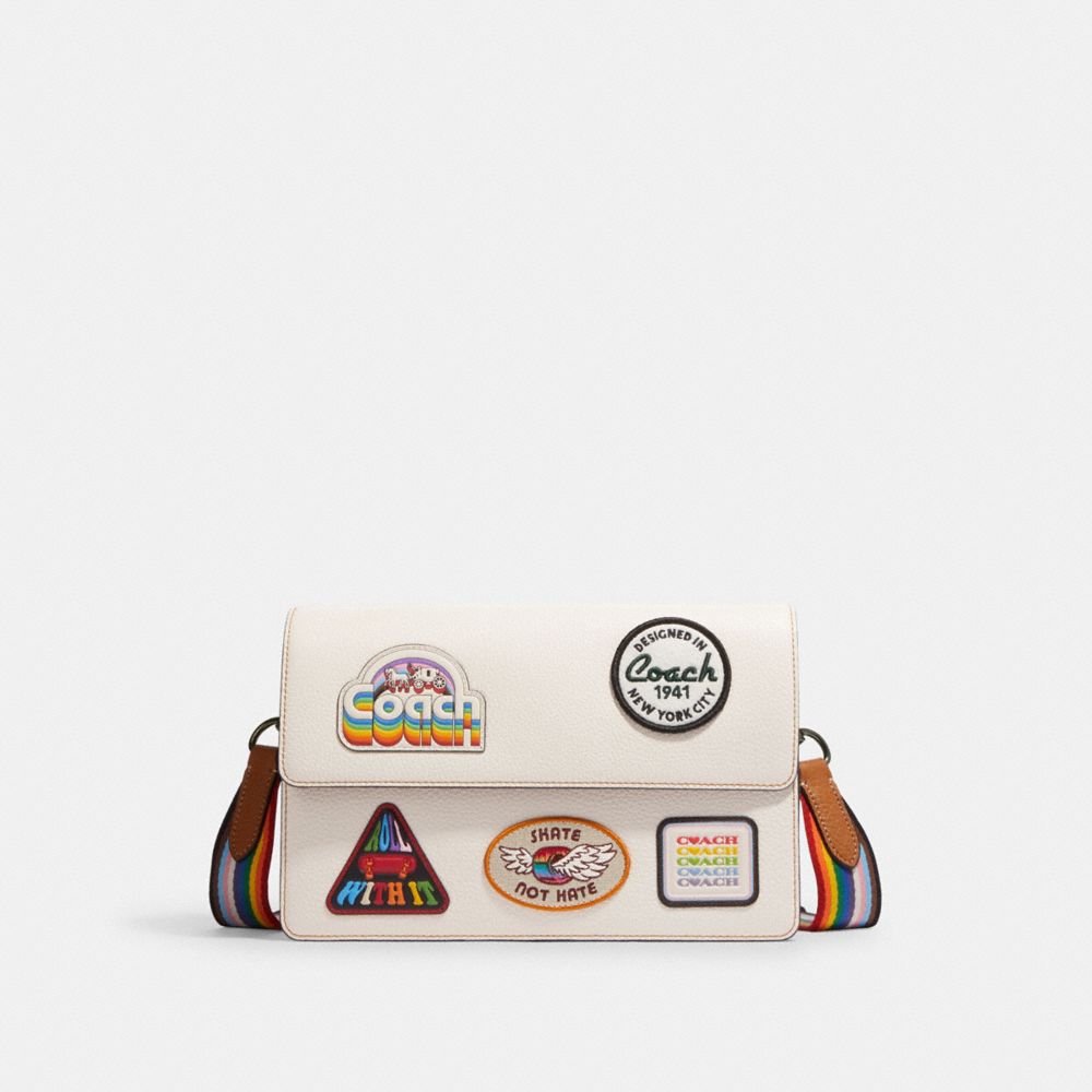 Turner Flap Crossbody With Patches - CJ515 - Gunmetal/Chalk Multi