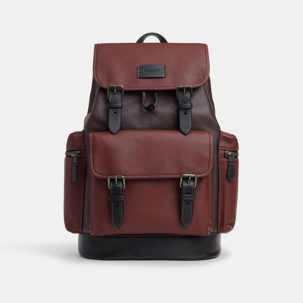 COACH CJ516 Sprint Backpack In Colorblock Gunmetal/Wine Multi