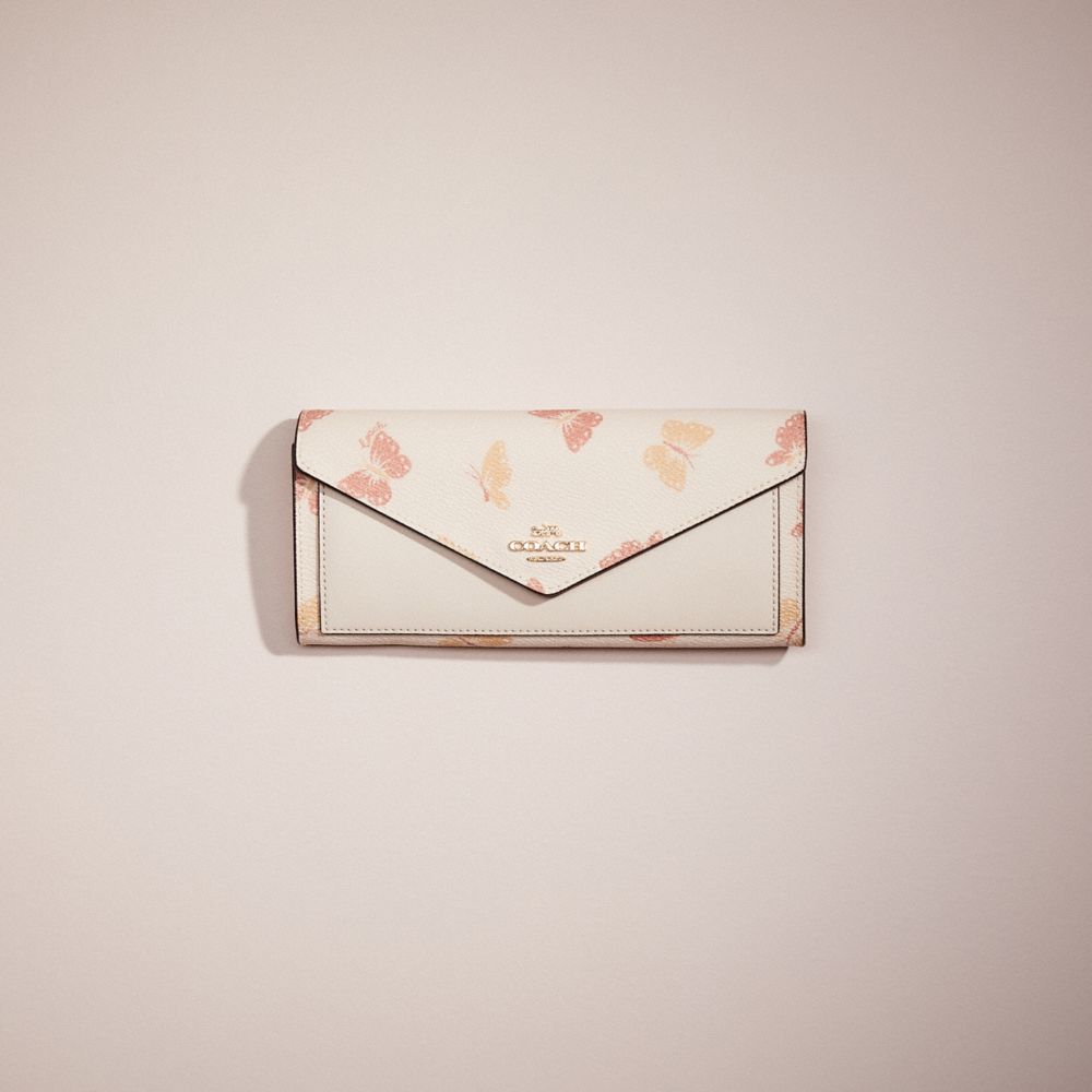 CJ545 - Restored Soft Wallet With Butterfly Print Gold/Chalk