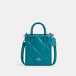 COACH CJ580 North South Mini Tote With Puffy Diamond Quilting SILVER/TEAL