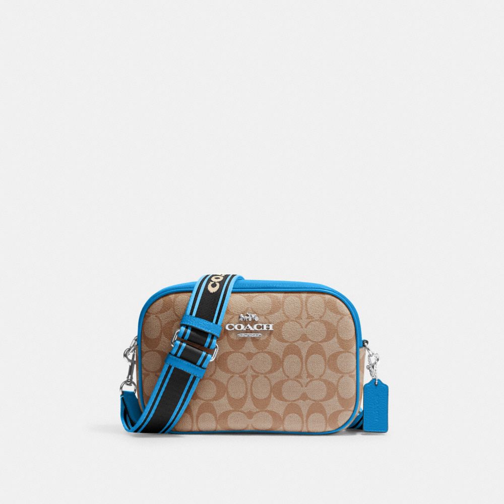 COACH CJ582 Jamie Camera Bag In Signature Canvas SILVER/KHAKI/RACER BLUE MULTI