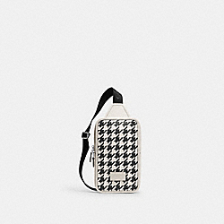 COACH CJ588 Sullivan Pack With Houndstooth Print SILVER/CREAM/BLACK