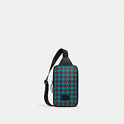 COACH CJ588 Sullivan Pack With Houndstooth Print SILVER/TEAL/WINE