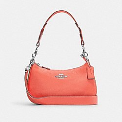 COACH CJ590 Teri Shoulder Bag In Signature Canvas SILVER/KHAKI/TANGERINE