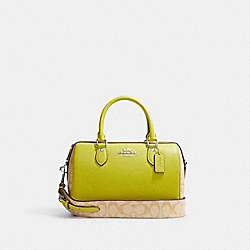 COACH CJ592 Rowan Satchel In Signature Canvas SILVER/LIGHT KHAKI/KEY LIME