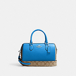 Rowan Satchel In Signature Canvas - CJ592 - Silver/Khaki/Racer Blue