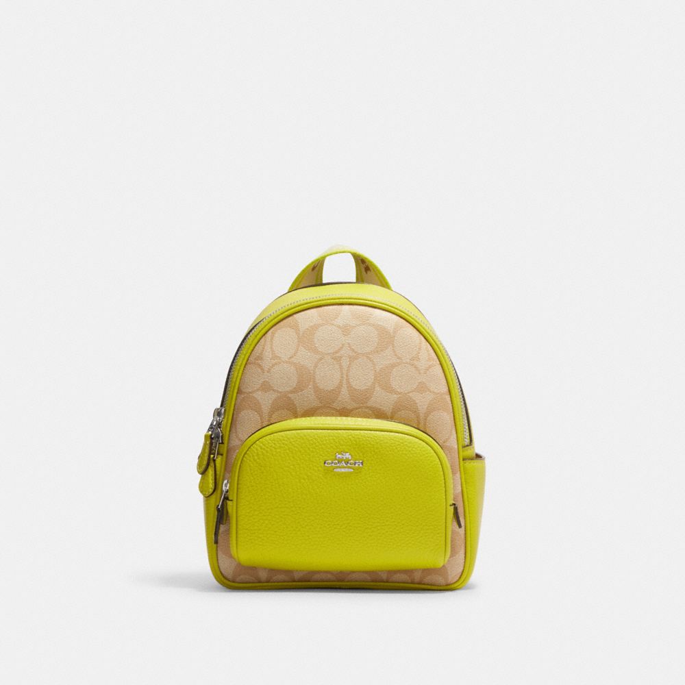 Mini Court Backpack In Signature Canvas - CJ594 - Silver/Light Khaki/Key Lime