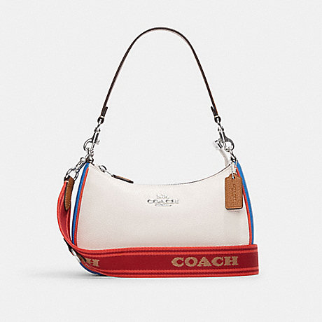 COACH CJ595 Teri Shoulder Bag In Colorblock Silver/Chalk Multi