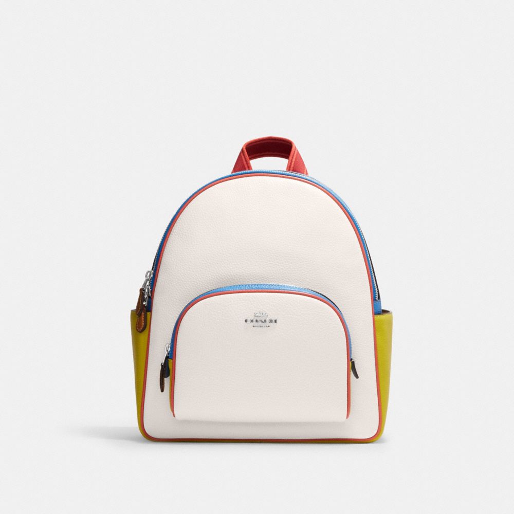 COACH CJ597 Court Backpack In Colorblock Silver/Chalk Multi