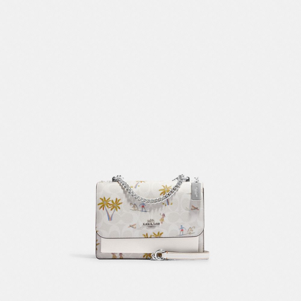 COACH CJ602 Klare Crossbody In Signature Canvas With Hula Print Silver/Chalk/Glacier White Multi