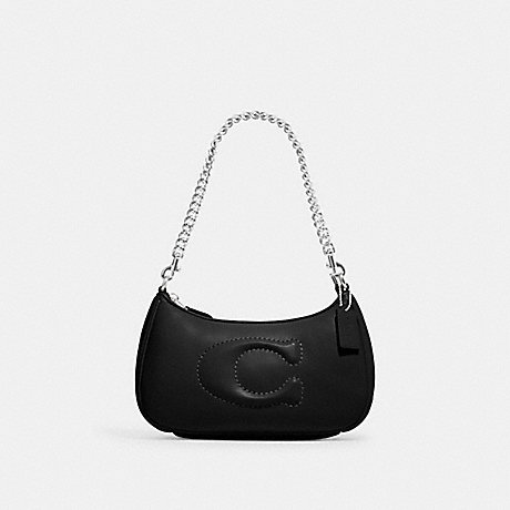COACH CJ608 Teri Shoulder Bag With Signature Quilting Silver/Black