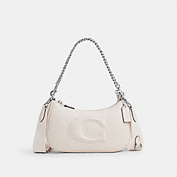 Teri Shoulder Bag With Signature Quilting - CJ608 - Silver/Chalk