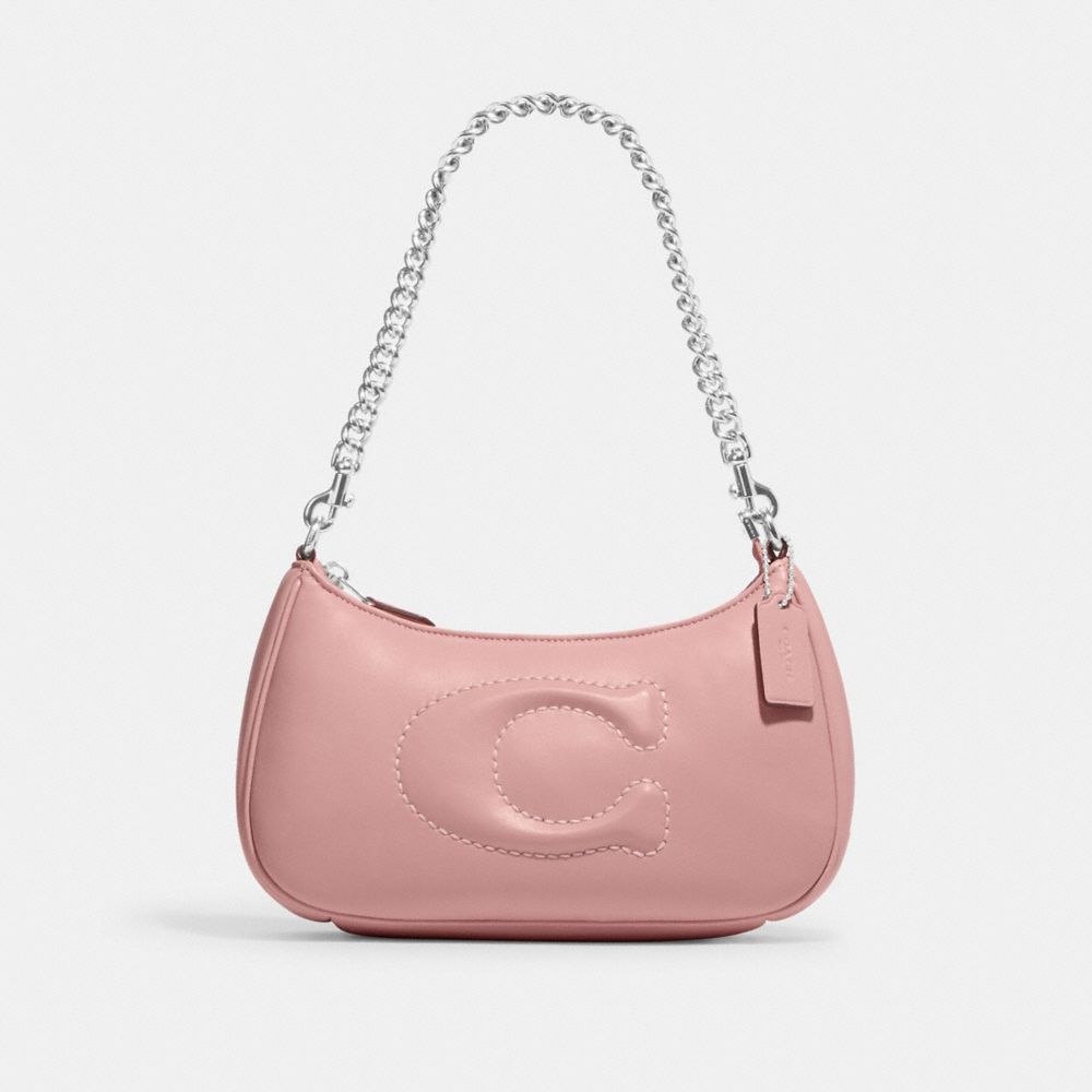 Teri Shoulder Bag With Signature Quilting - CJ608 - Silver/Light Pink