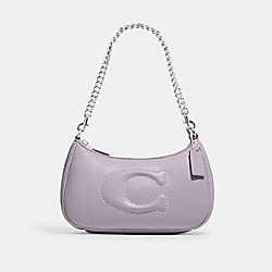 COACH CJ608 Teri Shoulder Bag With Signature Quilting SILVER/MIST