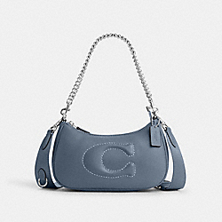 Teri Shoulder Bag With Signature Quilting - CJ608 - Silver/Light Mist