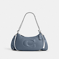 COACH CJ608 Teri Shoulder Bag With Signature Quilting SILVER/LIGHT MIST