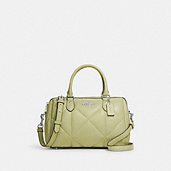 Rowan Satchel With Puffy Diamond Quilting - CJ610 - Silver/Pale Lime