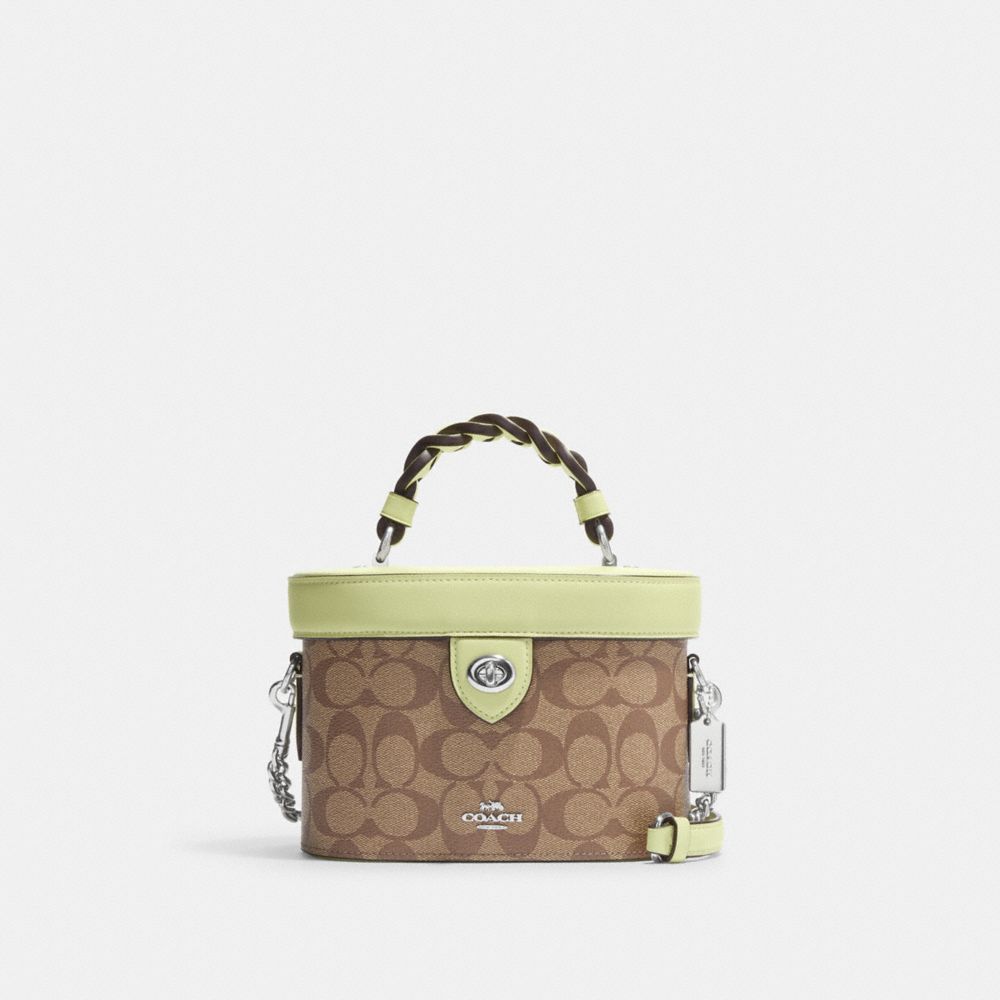 COACH CJ613 Kay Crossbody In Signature Canvas Silver/Khaki/Pale Lime