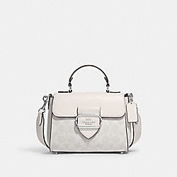 Morgan Top Handle Satchel In Signature Canvas - CJ614 - Silver/Chalk/Glacier White