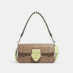 Morgan Shoulder Bag In Signature Canvas - CJ616 - Silver/Khaki/Pale Lime