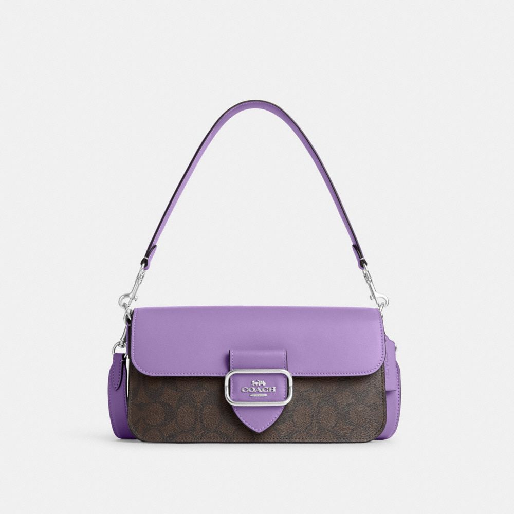 COACH CJ617 Morgan Shoulder Bag In Signature Canvas SV/BROWN/IRIS