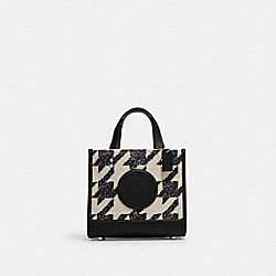 COACH CJ623 Dempsey Tote 22 With Houndstooth Print And Patch SILVER/CREAM/BLACK