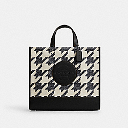 Dempsey Tote 40 With Houndstooth Print And Patch - CJ624 - Silver/Cream/Black